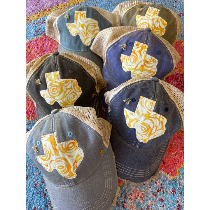 Sweet Texas Treasures - Wholesale Trucker Hat - Unisex - Yellow Rose Dirty Trucker Hat1