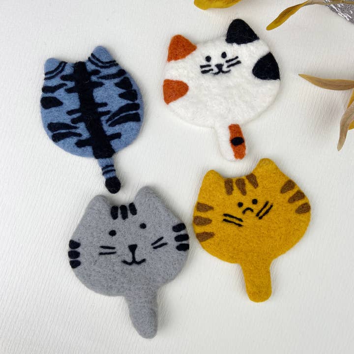 Wool Felt Cute Cat Coaster Insulation Placemat for wholesale by mildstyles