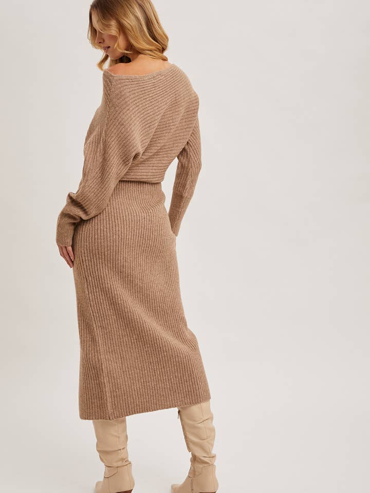 Bluivy - Wholesale Dress - Women's - ONE SHOULDER OFF SIDE SLIT MIDI KNIT SWEATER DRESS7