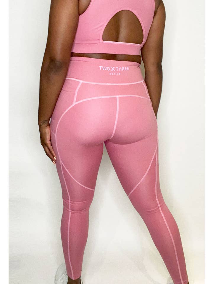 Two Three Active – wholesale Athletic/lounge leggings – Women's – ENERGY High Waisted Leggings - Pink