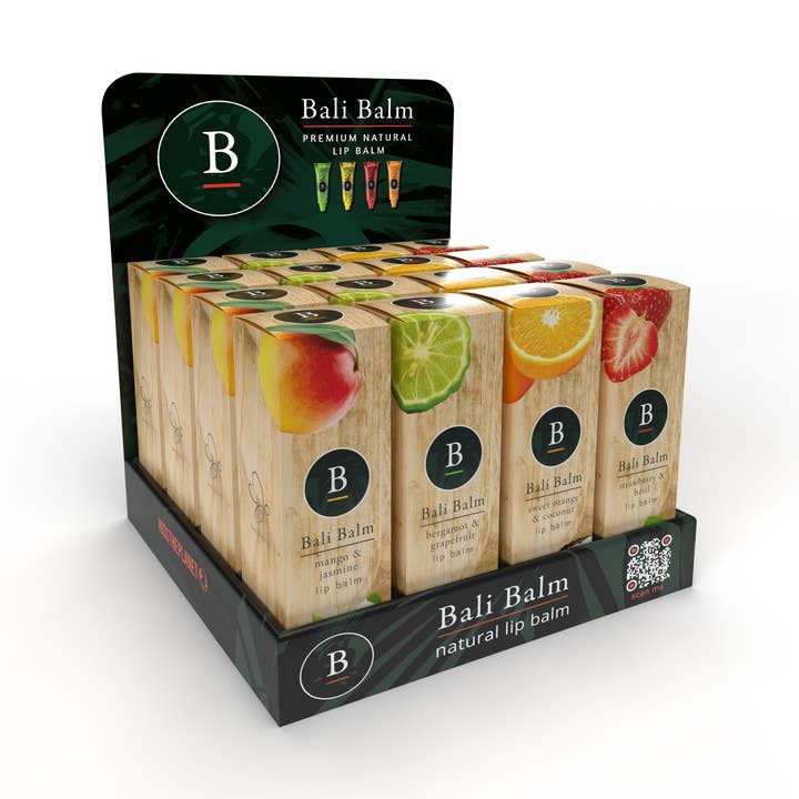 Bali Balm Starter Kit Inc POS Unit & 32 Mixed Lip Balms for wholesale by Bali Balm