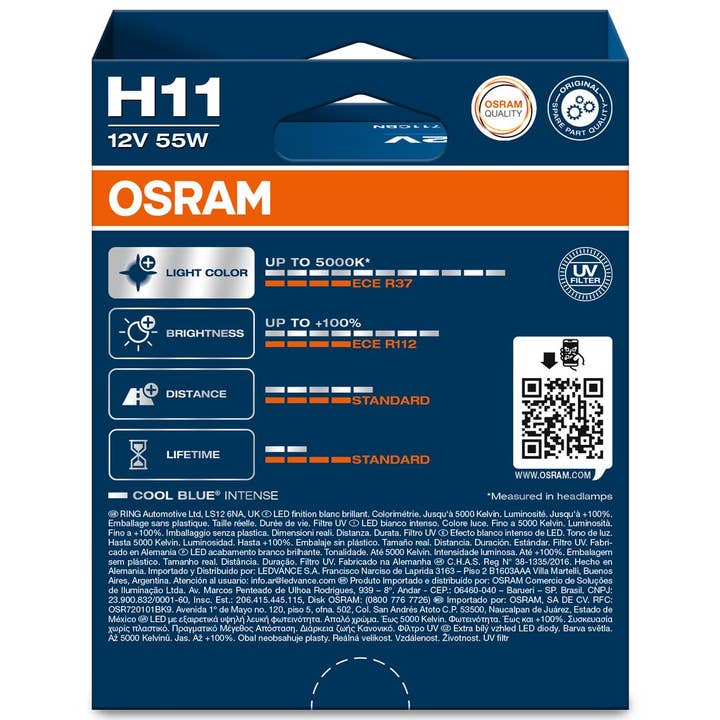 OSRAM COOL BLUE INTENSE 64211CBN-2HB H11 PGJ19-2 12V 55W per la vendita all'ingrosso da parte di S&U FairTrade UG