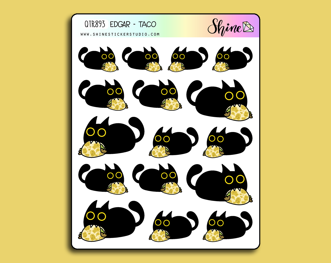Shine Sticker Studio – wholesale Sticker – Edgar the Cat - Taco1