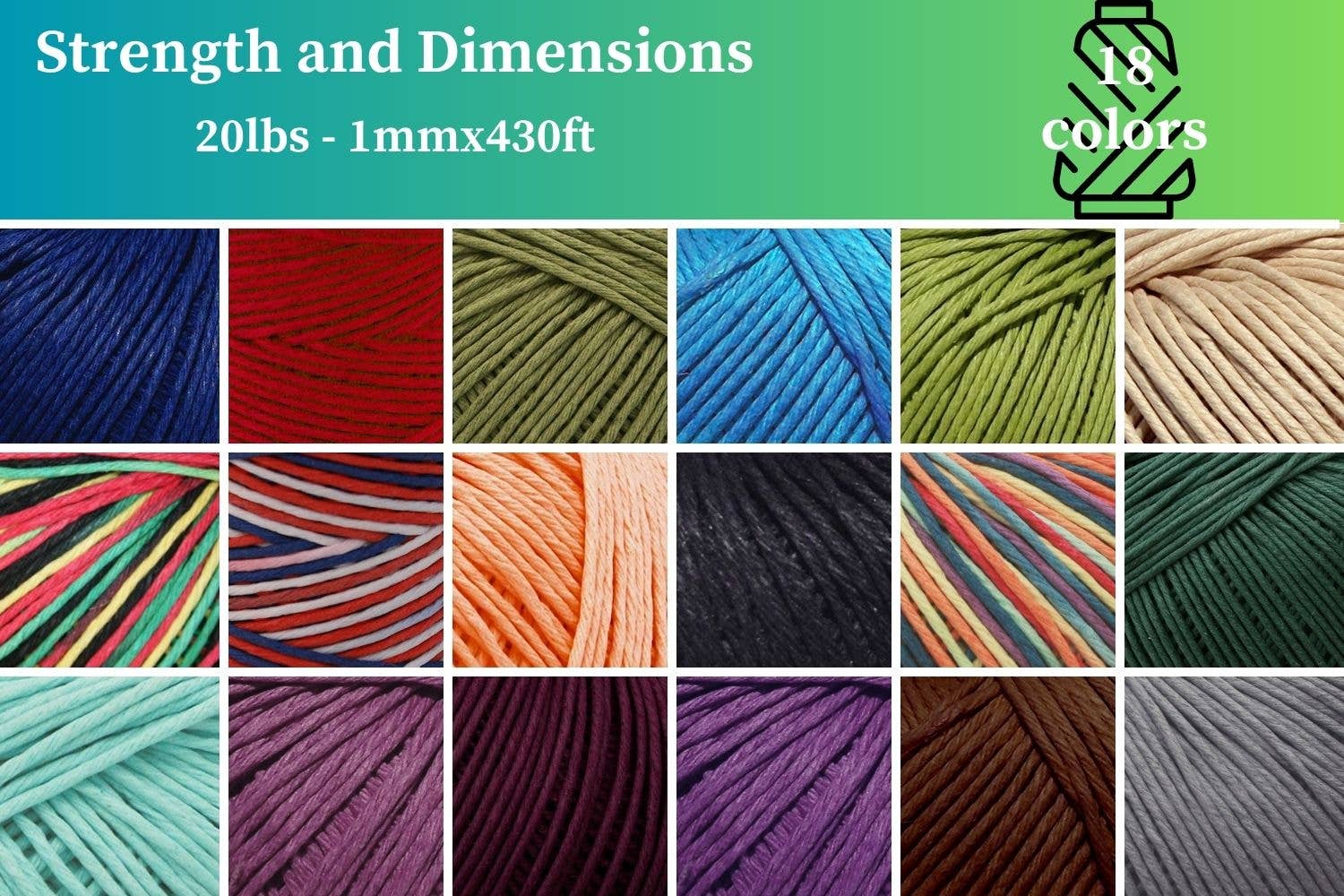 Hemptopia – wholesale Snöre – Hemptopia hampasnöre 1 mm, 225 ft (68,6 m), 18 färger, 100 % naturligt16