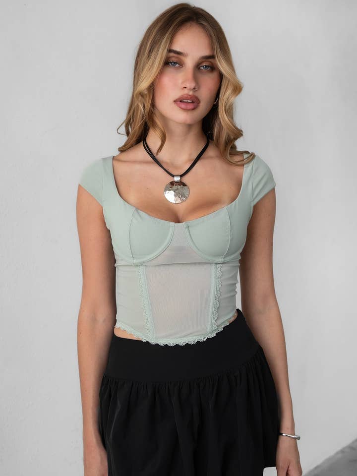 ELAINE Short Sleeve Cropped Top
TC30591-ELANE for wholesale by TICTOC