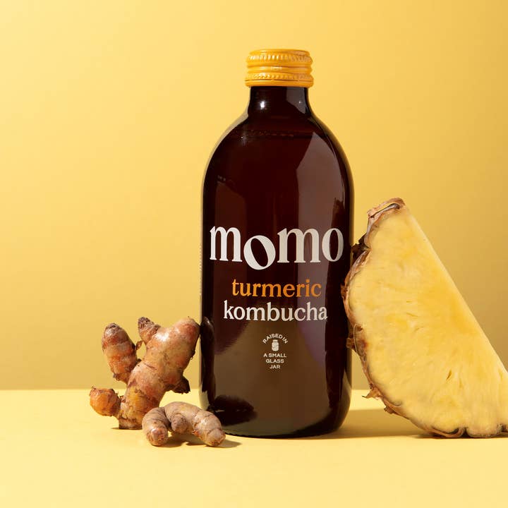 Organic Turmeric Kombucha (12 x 330ml bottles) for wholesale by Momo Kombucha