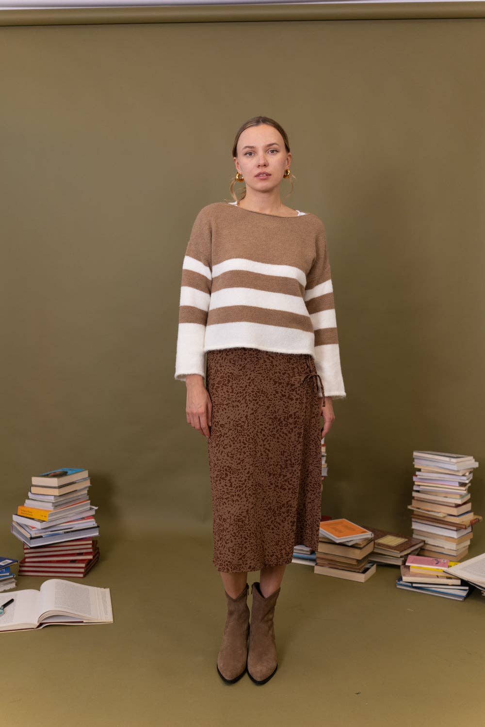 POEMS BCN - Wholesale Knit Sweater - Women's - TWO-TONE BOAT NECK SWEATER0