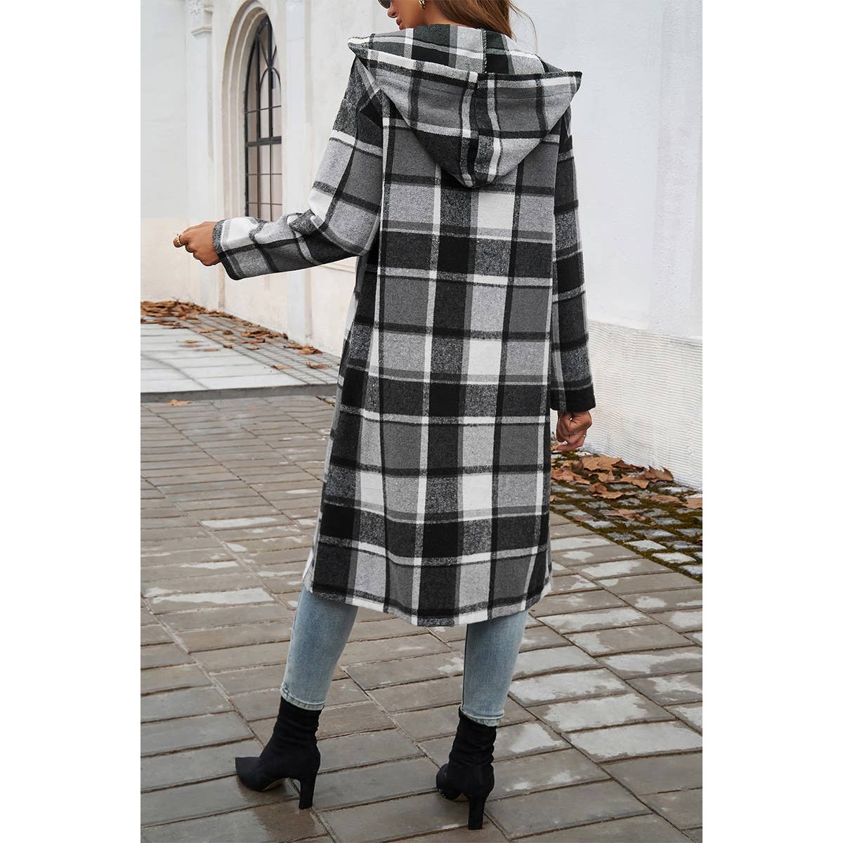 Supreme Fashion - Wholesale Trench Coat - Women's - Plaid Print Button Down Lapel Collar Trendy Coat8
