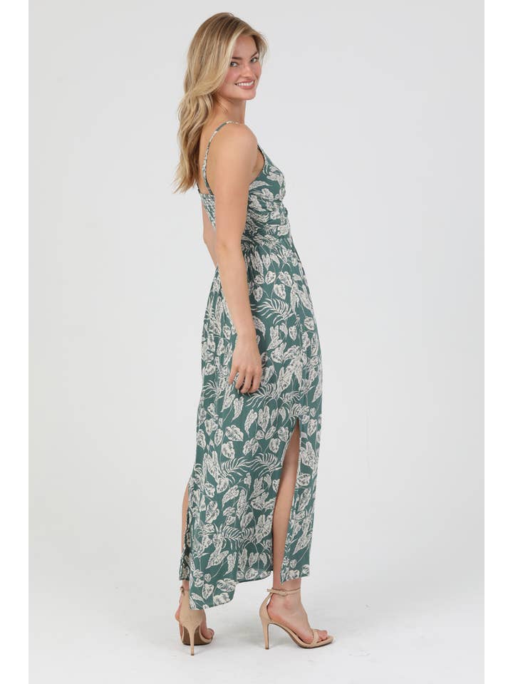 ANGIE – wholesale Dress – Women's – F4B48-A857 V NECK TWIST FRONT CUT OUT MAXI DRESS