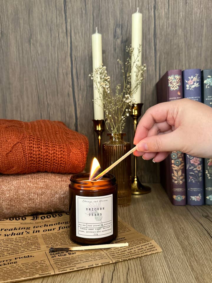Unicorn Tears soy wax candle for wholesale by Strings and Dreams Ltd