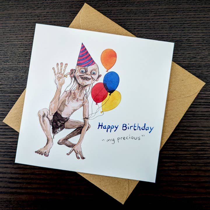 Hes Designs - Vente Cartes d'anniversaire - Carte d'anniversaire Gollum, carte de vœux SDA3