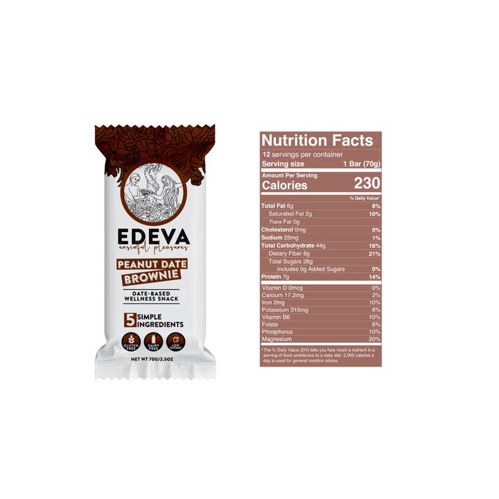 Eden's Unsinful Pleasures – wholesale Snack bar – Peanut Date Brownie Snack Bar-Pack of 122