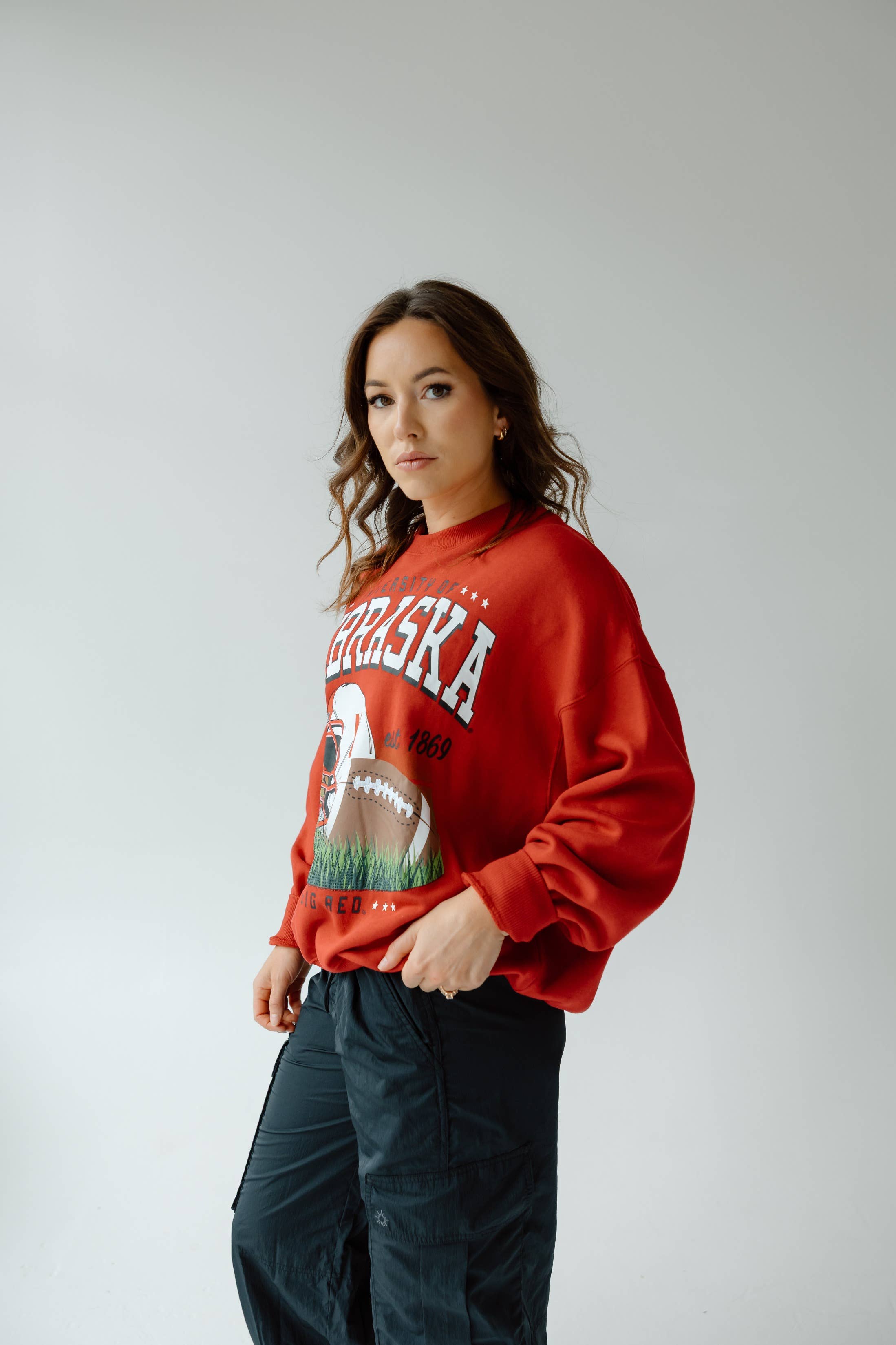 Gameday Social Apparel Co.® - Wholesale Graphic Sweatshirt - Women's - Nebraska Malone Multimedia OS Fleece Crew1
