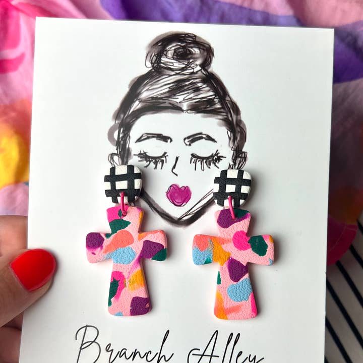 Kors dingla i vårblommors färg lera dingla för wholesale av Branch Alley