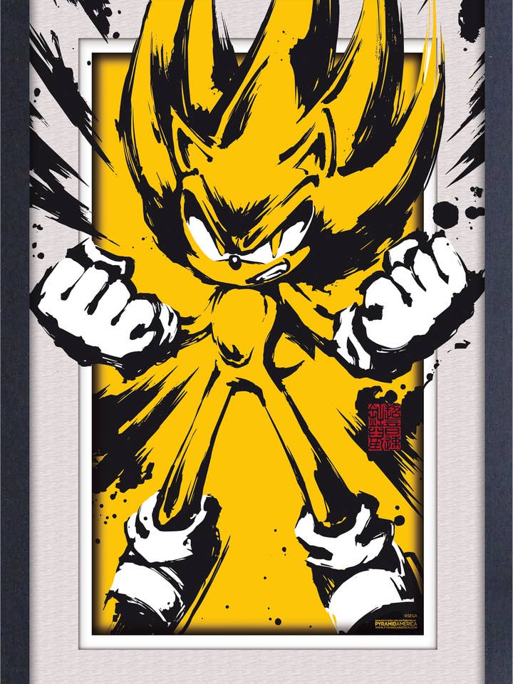 Sonic- Super Sonic Splatter 11x17 Faux Matte Plexi Frame for wholesale by Pyramid America