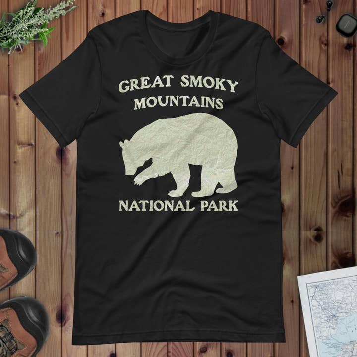 Parks Apparel - Wholesale Screen Printed T-Shirt - Unisex - Great Smoky Mountains Bear Topo T-shirt3