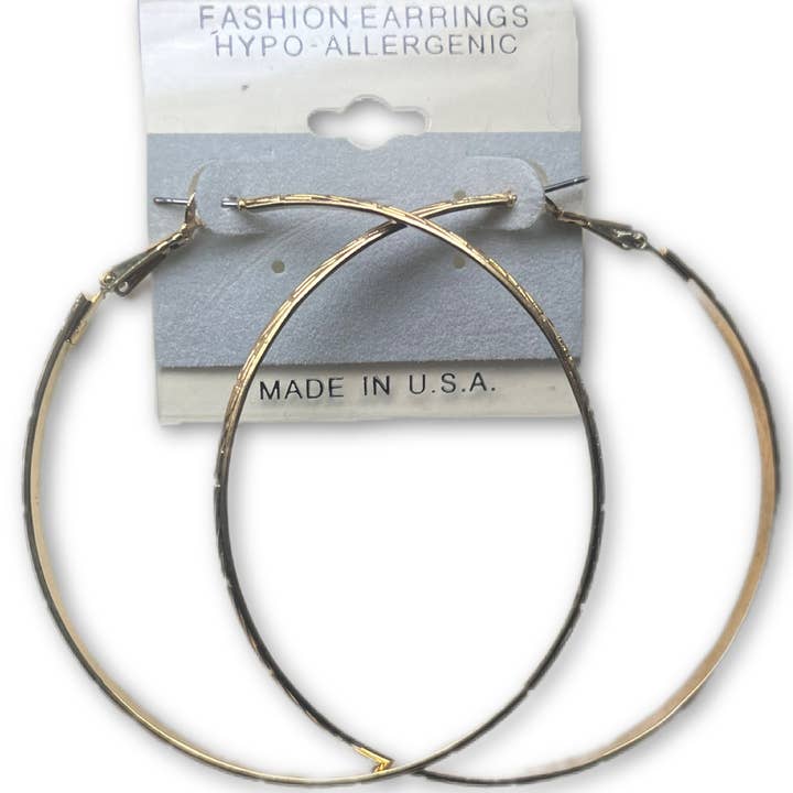 Grandi Orecchini a cerchio in bambù color oro per la vendita all'ingrosso da parte di TSC Jewelry