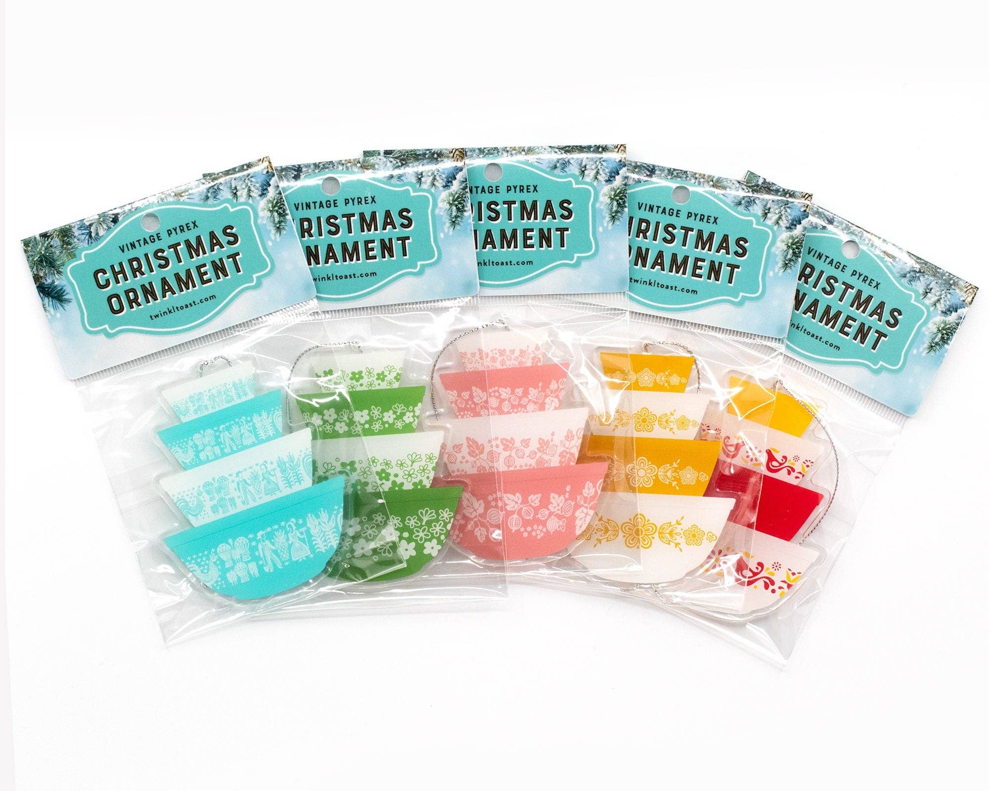Twinkltoast - Wholesale Ornament Set - Pyrex-Inspired Ornament Double-Sided Acrylic Retro Christmas4