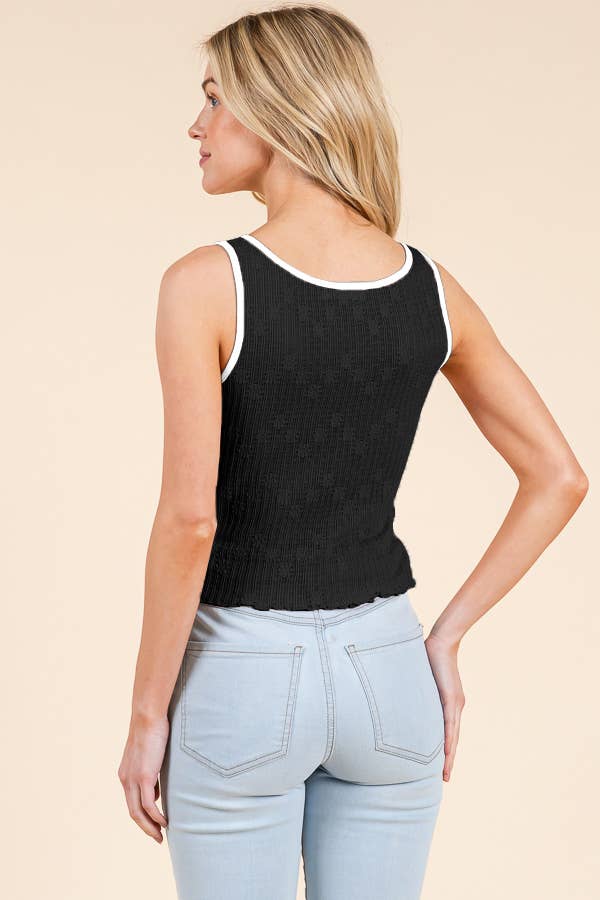 Heart & Hips - Wholesale Knit Top - Women's - LK54351 - BINDING MERROW W/BOW SLEEVELESS TOP2