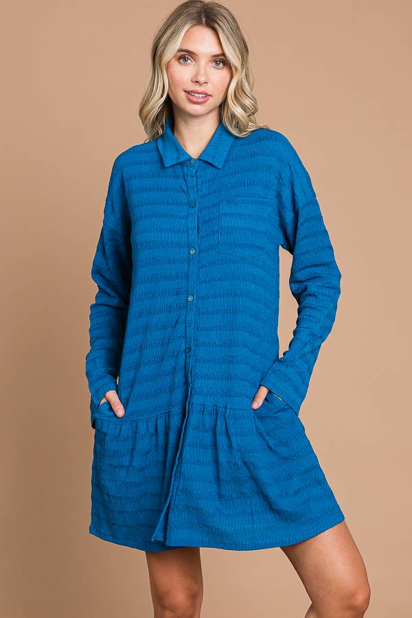 Culture Code - Wholesale Dress - Women's - CJD1880L - LSLV BUTTON DOWN TIERED TUNIC SHIRT9