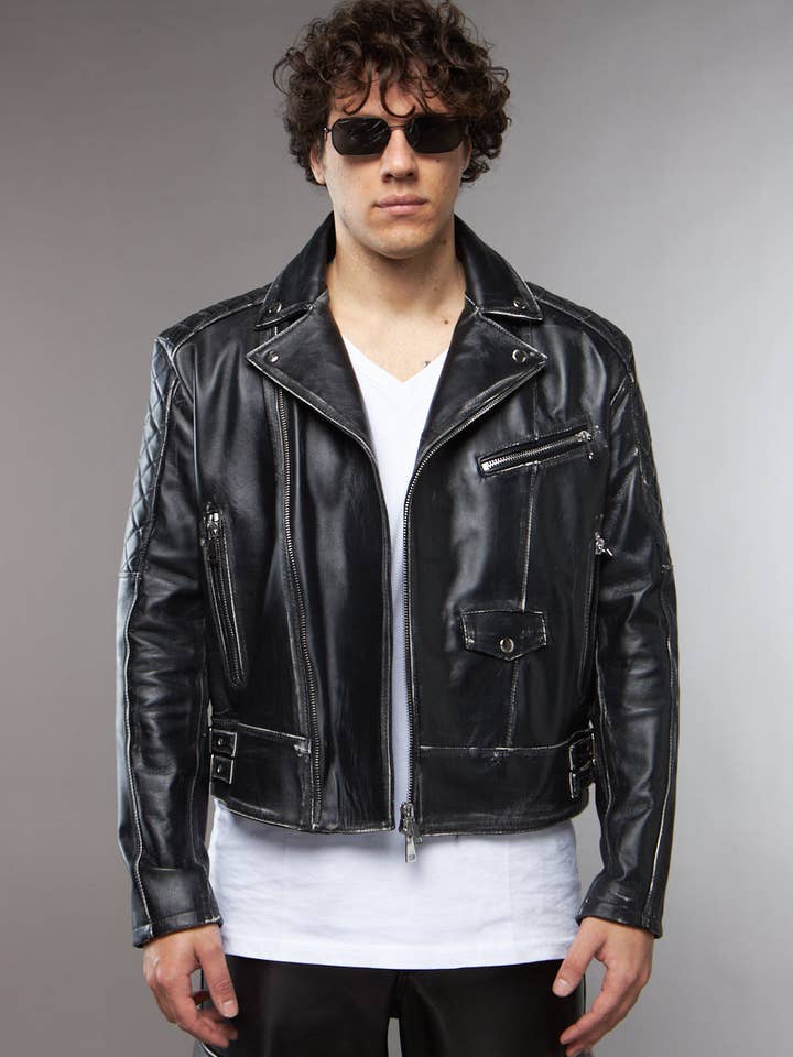 Unhas pretas em estilo biker matelassado por atacado de LAB22