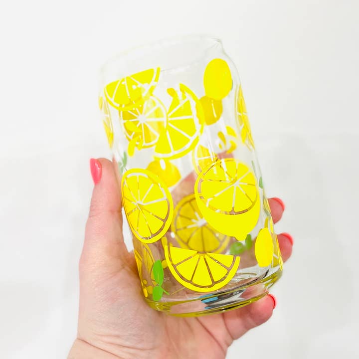 Tazza di vetro Lemon Can per la vendita all'ingrosso da parte di Charlotte Nadine Creations