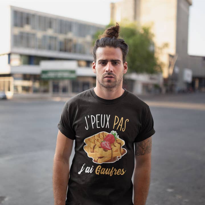 Planetee - Wholesale Screen Printed T-Shirt - Men's - I Can't I Have Waffles Men's T-Shirt3