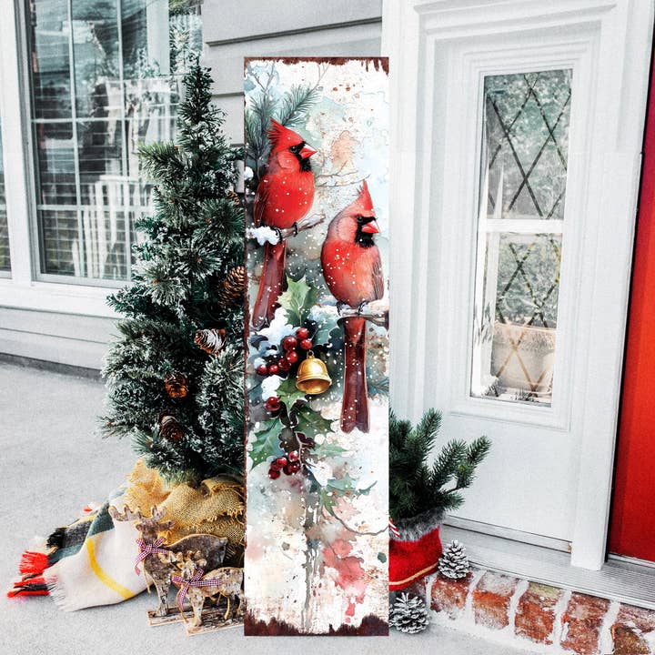 TX USA Corporation - Wholesale Christmas Wall Art - 48" Merry Christmas Front Porch Sign | Snowy Cardinals Outdoor Holiday Decor8