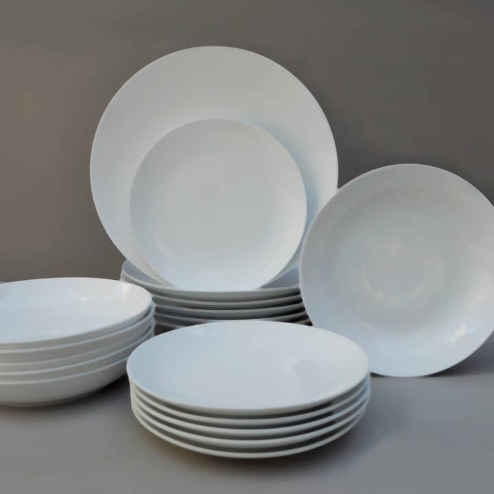 Bianco Collection 18 Piece Dinnerware Set for wholesale by Euro Ceramica Home | ClayBarn