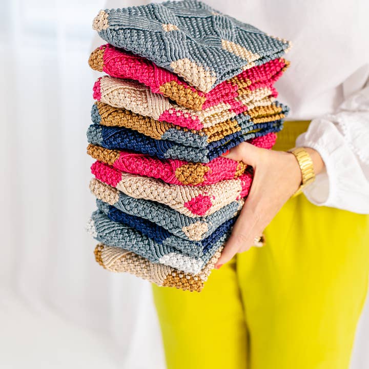 Rahab's Rope - Wholesale Clutch Bag - Women's - Handmade Macramé Clutch- Dusty Blue and Champagne3