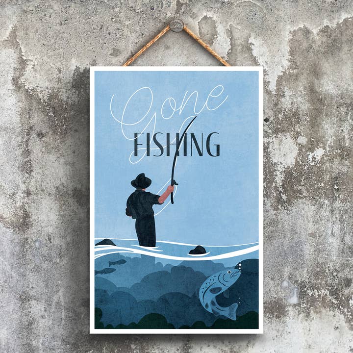 P1545 - Fishing Illustration Part Of Our Sports Theme Printe for wholesale by Vivid Squid Wholesale