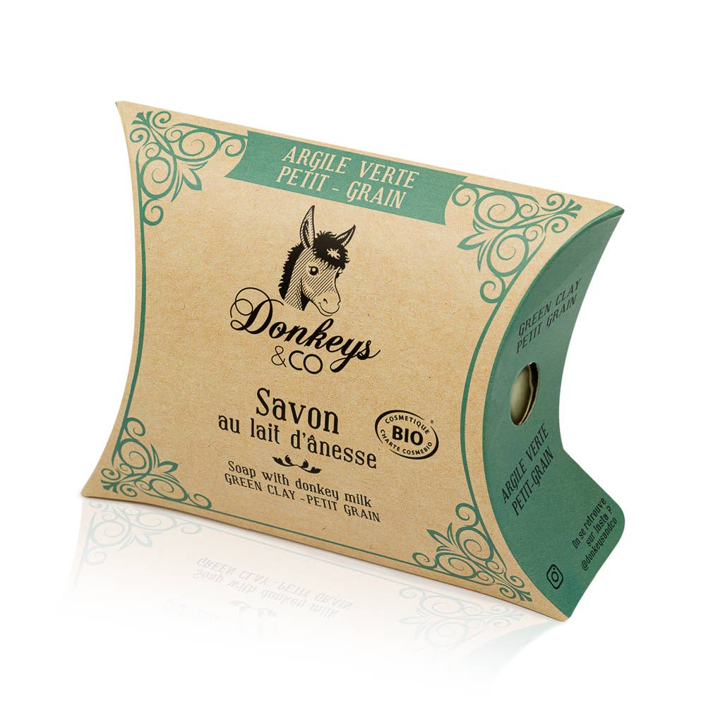 DONKEYS & Co. - Vendita all'ingrosso Saponette - Sapone al latte d'asina Argilla - Petit Grain 100g IN PROMOZIONE