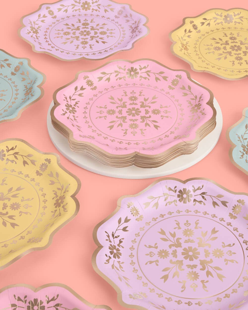 Petit Fetti - Vente Assiette jetable - Assiettes en porcelaine pastel pour fête 24 pcs, déco d'anniversaire, fête de jardin,2