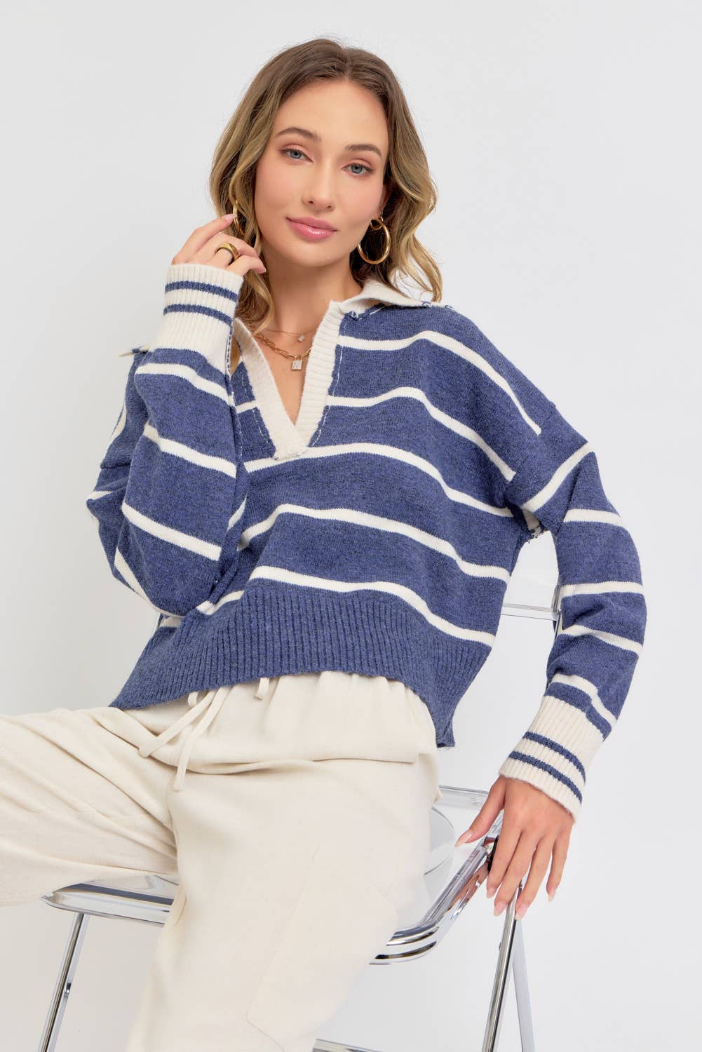 Sweet Lovely by Jen - Wholesale Knit Sweater - Women's - STRIPED EVERYDAY  KNIT SWEATER18