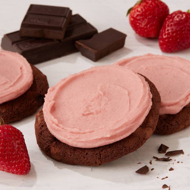 Double Chocolate Cookie with Strawberry Buttercream Icing 2.25oz for wholesale by C. Krueger's
