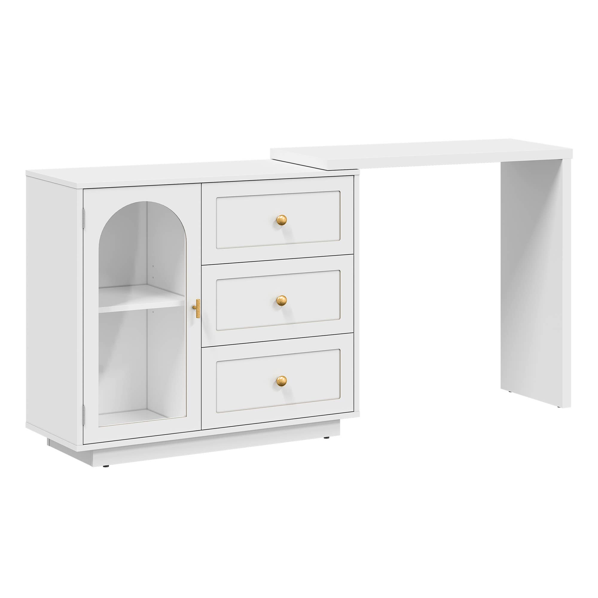 Heynemo - Wholesale Bedroom Furniture - 59” Large Extendable Makeup Vanity Desk, Corner Vanity Table2