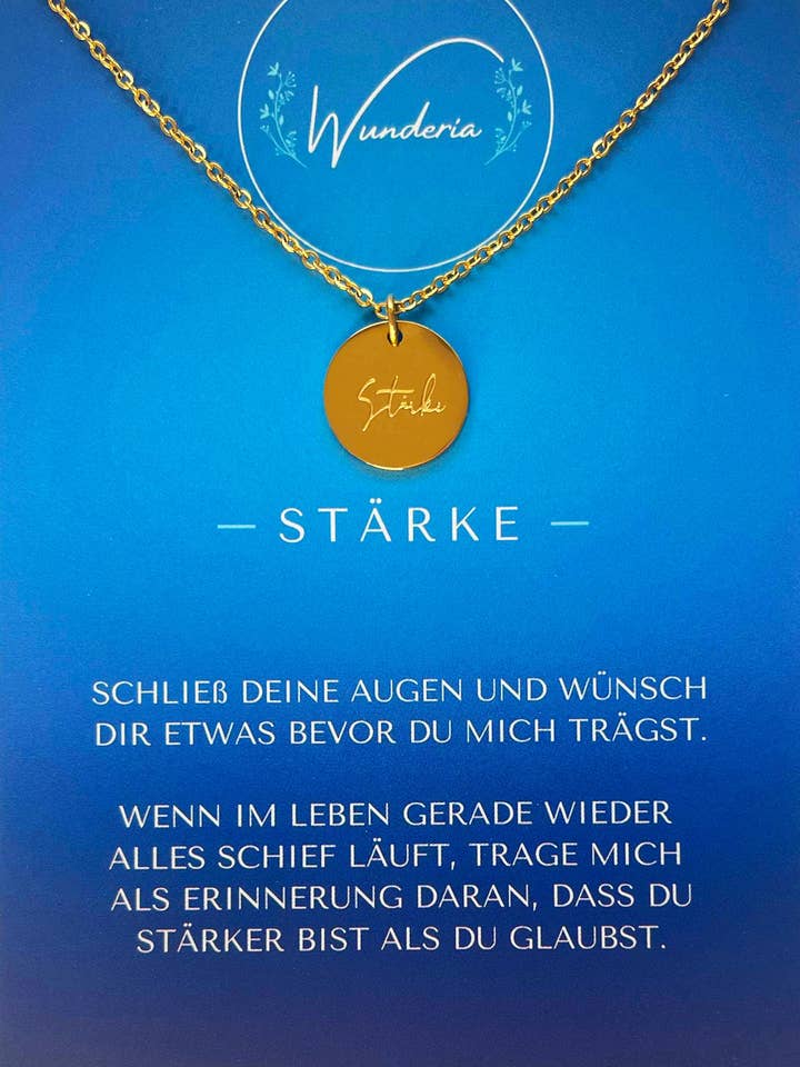 strength necklace engraving coin stainless steel gold positive for wholesale by Wunderia