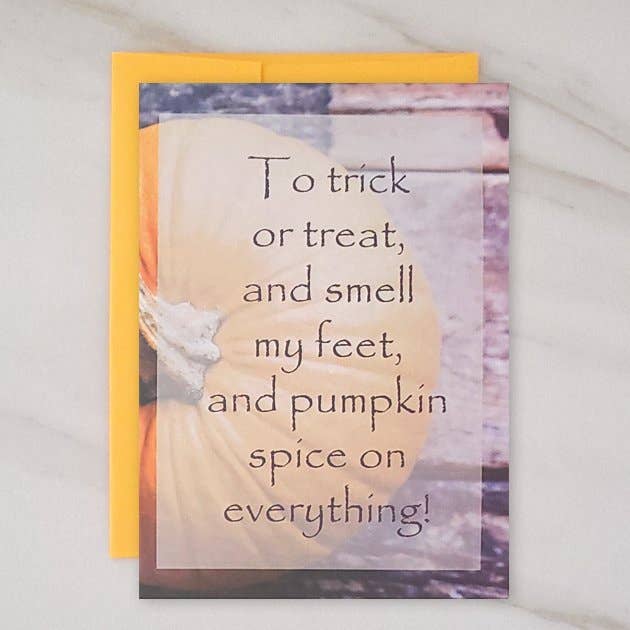 Pumpkin Spice - Halloween Greeting Card for wholesale by Wholesalegreetingcards.co