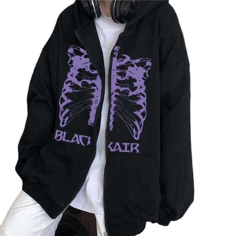 SALINA TRADING INC - Wholesale Hoodie - Women's - Y2K Skeleton Zipper Hoodie Retro Graphic Sweatshirt14