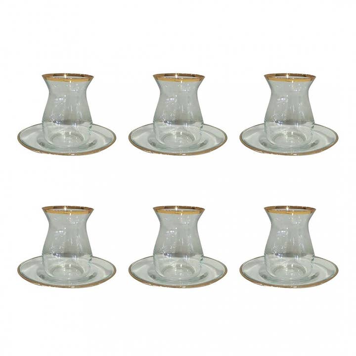 AULICA - Vendita all'ingrosso Tazza da tè/caffè - Tazze da tè con bordo dorato - set di 60