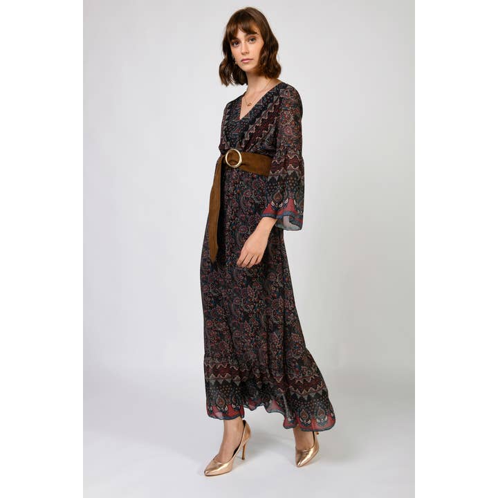 Robe longue à imprimé cachemire pour la vente par Nuna Lie