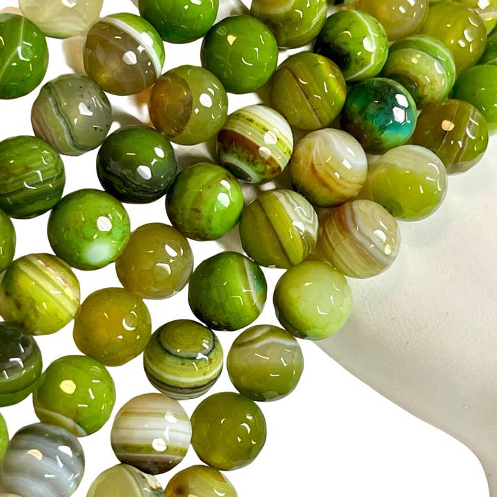 12mm Mossy Botswana Olive Lace Agate Gemstone Beads Strand for wholesale by TRIVENI USA INC