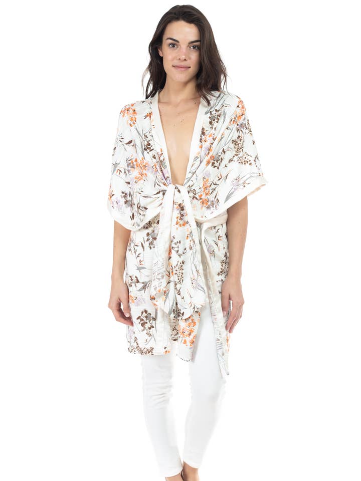 Floral Elegance Open-Front Kimono 1235C-AB for wholesale by BTFLLIFE LLC