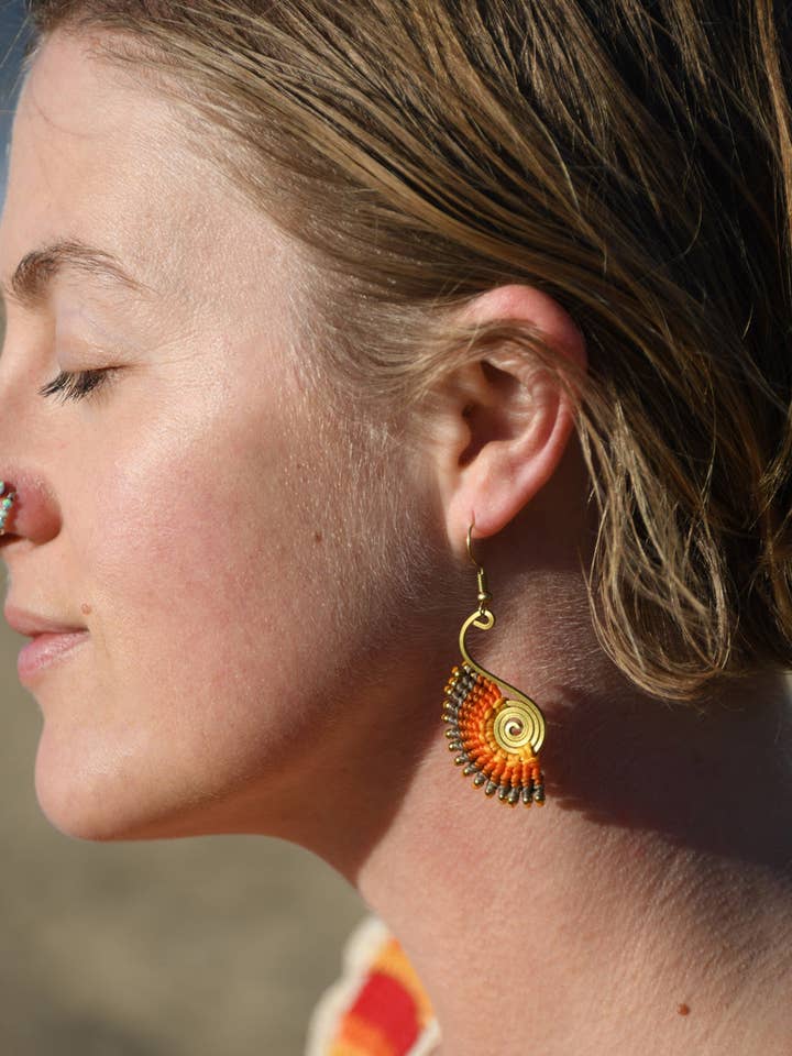 Macrame Peacock Earring for wholesale by Zig Zag Asian Collection