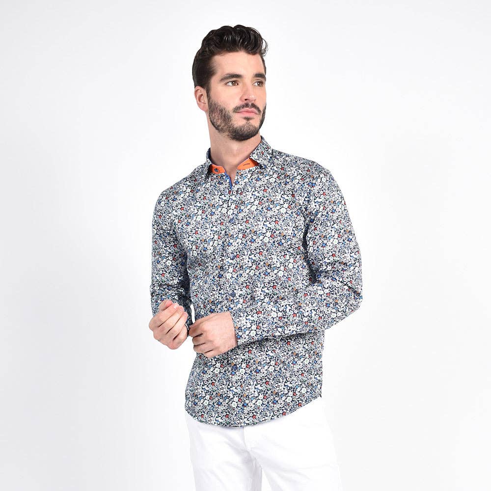 EIGHT X - Wholesale Button Down Shirt - Men's - Minimalist Multi Color Bloom Print Shirt2