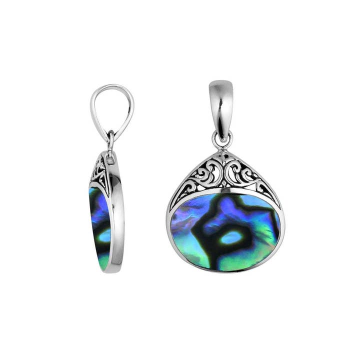 AP-6197-AB Abalone Shell Teardrop Shape 925 Sterling Silver Pendant For Wholesale Jewelry for wholesale by Bali Designs