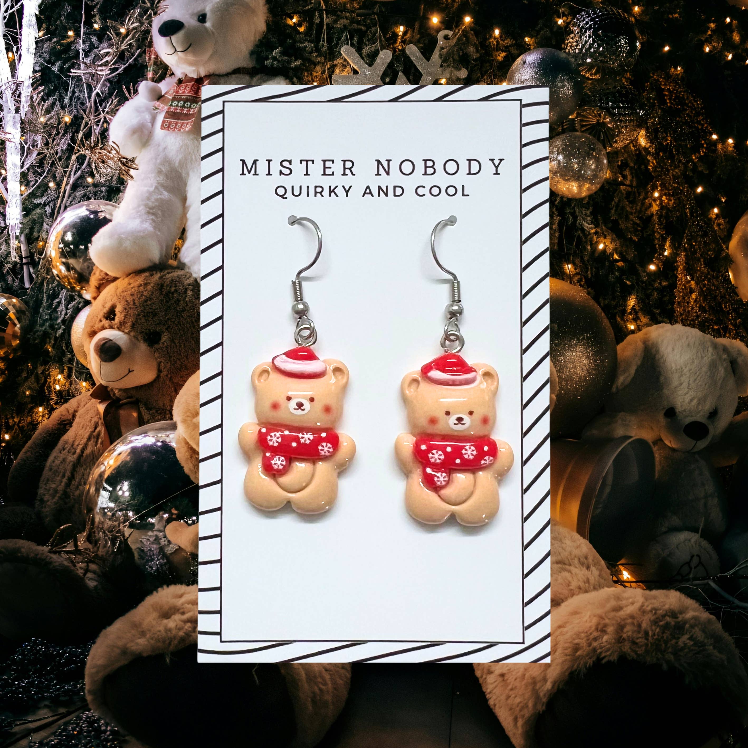 Mister Nobody – Großhandel Ohrhänger – Weihnachten Winter Teddy Mini Ohrringe