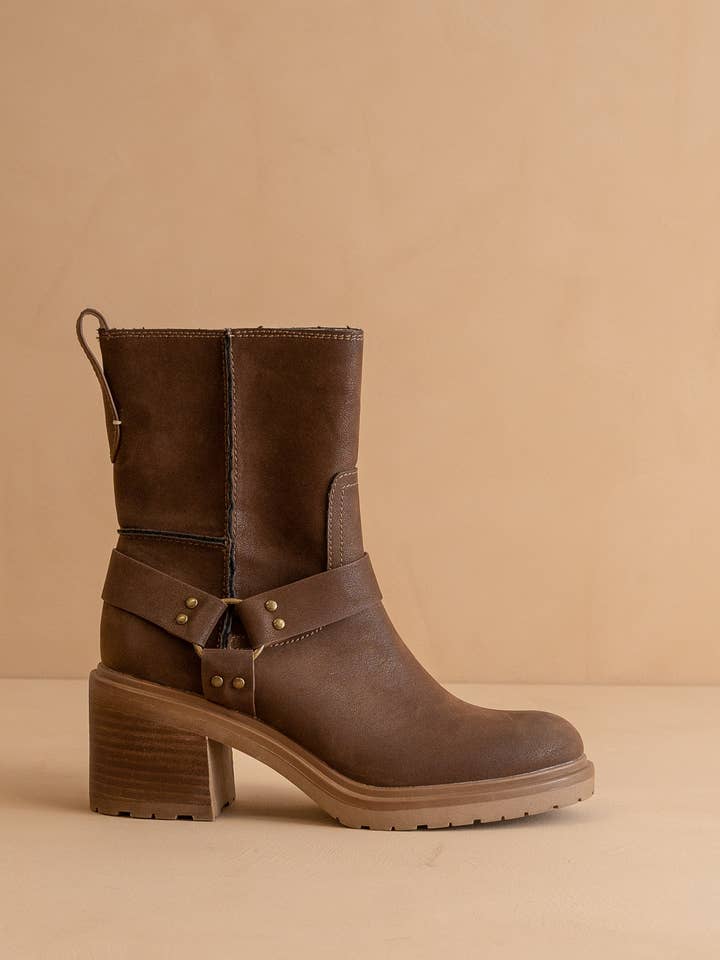 The Clyde | Coffee Moto Ankle Boot for wholesale by OASIS SOCIETY