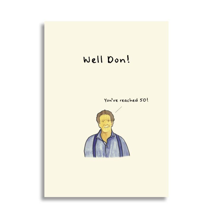 Carte du 50e anniversaire de Monty Don pour la vente par Rusty Pencil