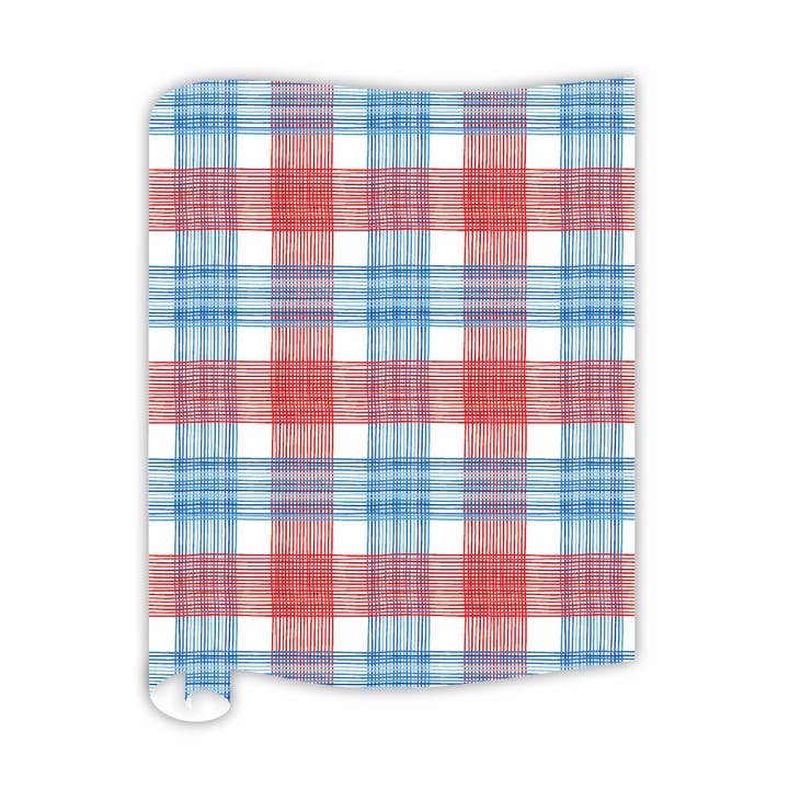 Red, White And Blue Skinny Plaid Table Runner for wholesale by RosanneBeck Collections